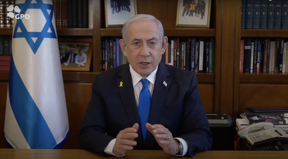 Israels statsminister Benjamin Netanyahu henvendte seg denne uken til folket i Libanon.
Foto: Skjermdump / YouTube